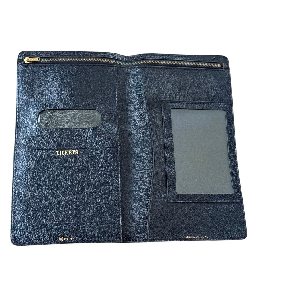 Vintage Rumpp Black Morocco Goat Leather Travel Ticket Wallet 4x7x5 Inches